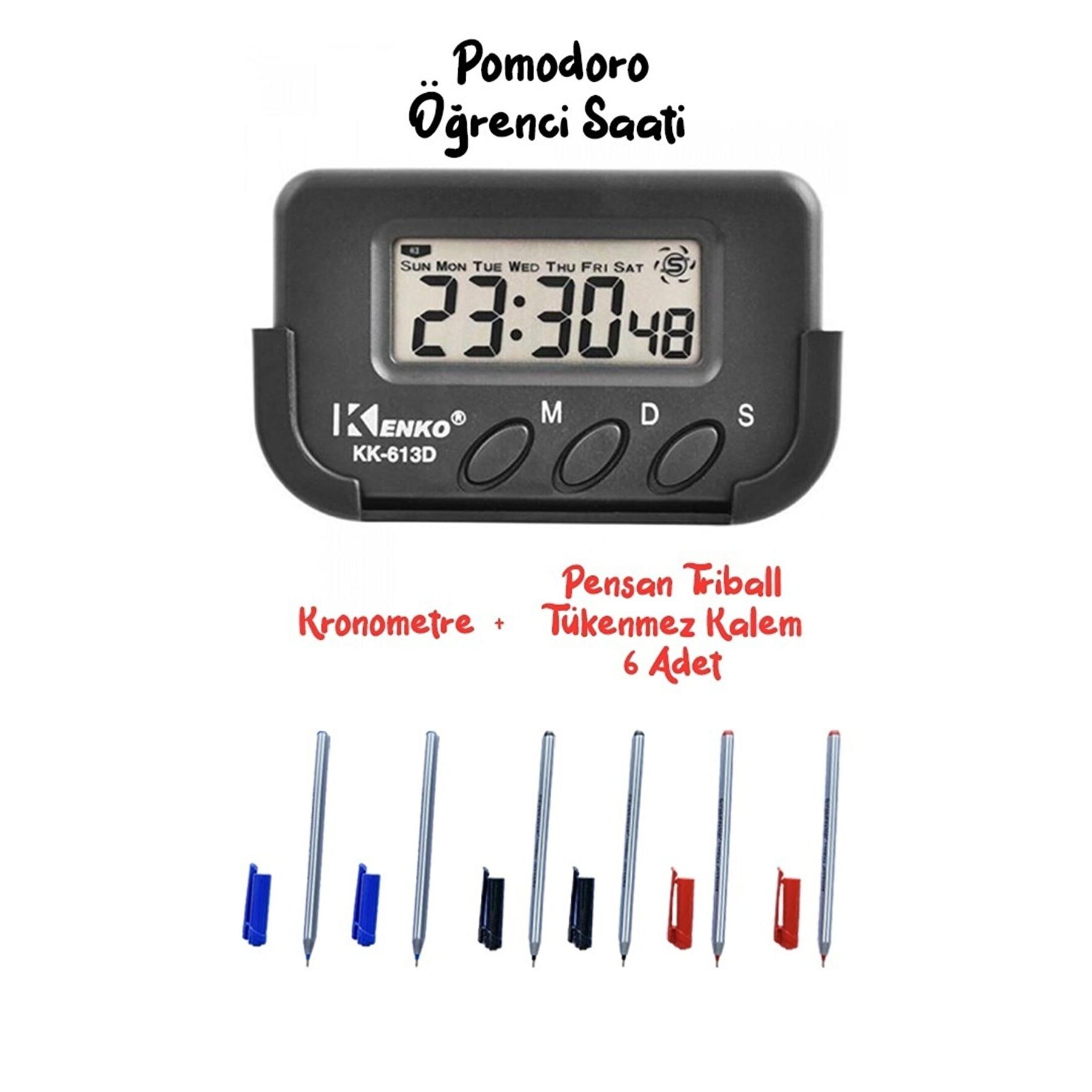 Kenko Pomodoro Öğrenci Saati Kronometreli Ders Çalışma Saati - Tükenmez Kalem Pensan TYC00370579758